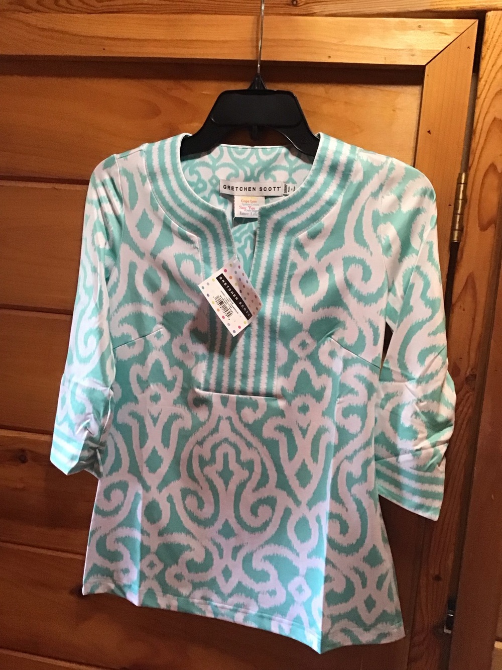 Gretchen Scott Designs Aqua & White Ikat-Style Tunic